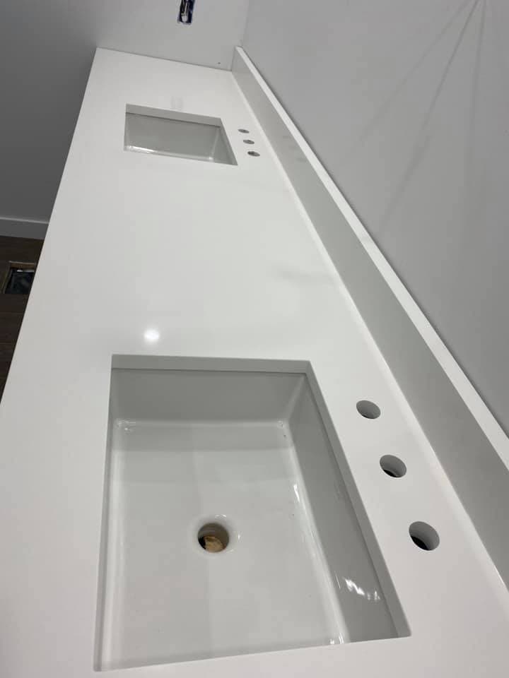 Bathroom vanity top installed by Quality Work Granite