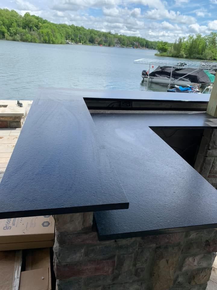 Outdoor kitchen counter installed by Quality Work Granite