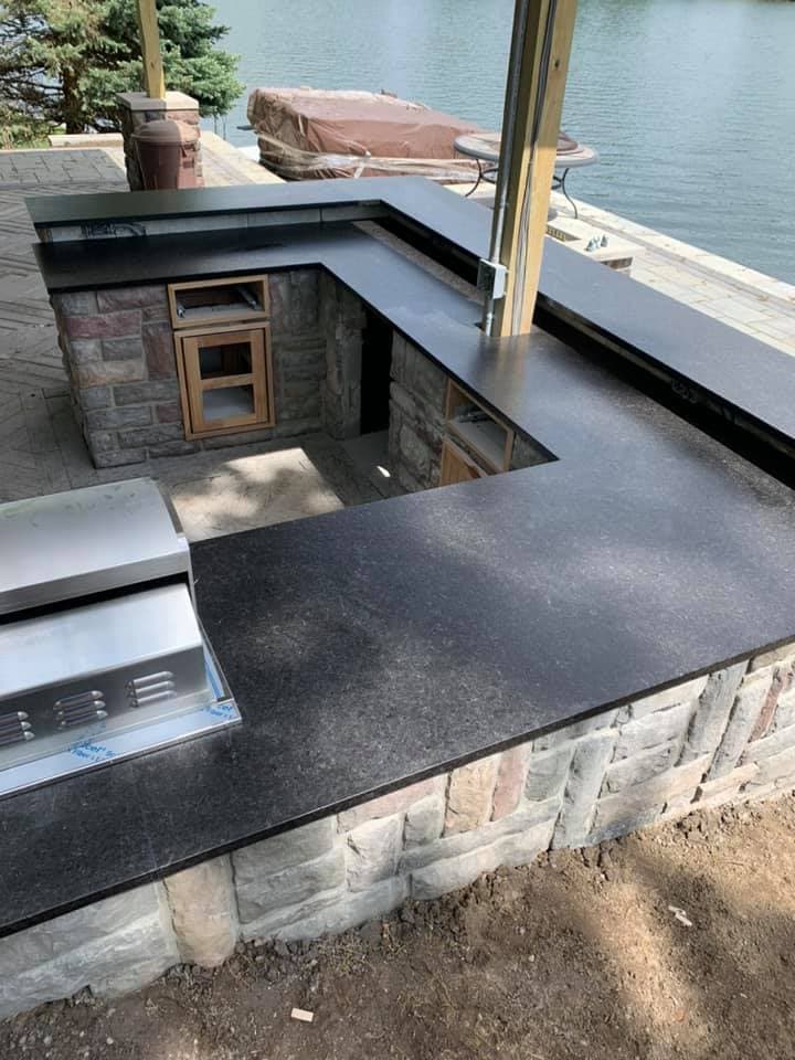 Outdoor kitchen counter installed by Quality Work Granite