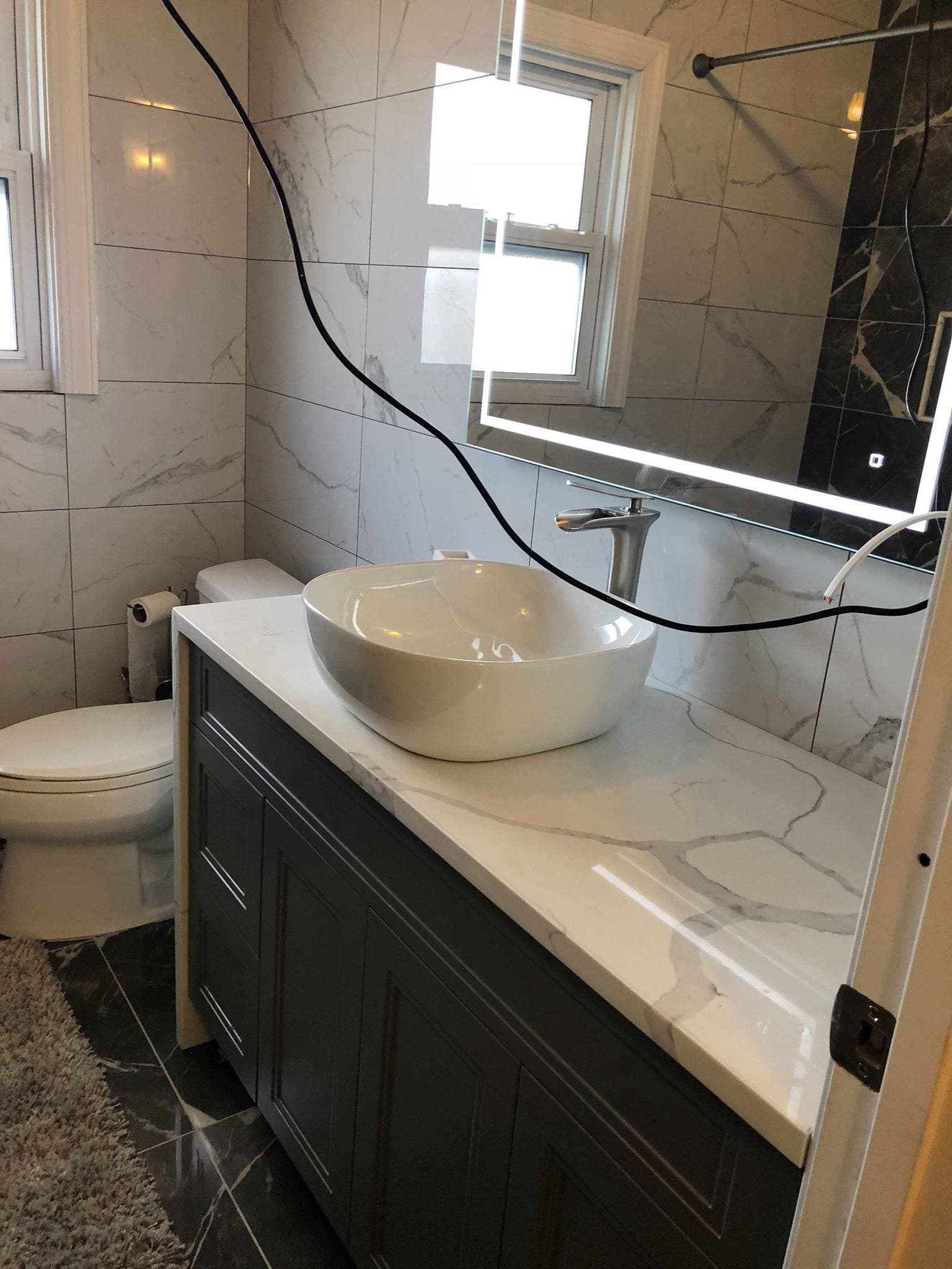 Bathroom vanity with a stone top